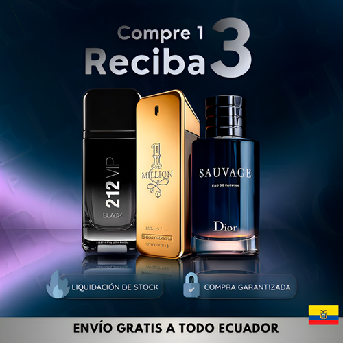 KIT TRIO DE LUJO - 212 VIP BLACK + SAUVAGE + ONE MILLION