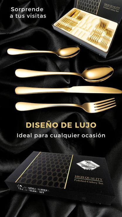 Set de Cubiertos 24 Piezas en Acero Inoxidable