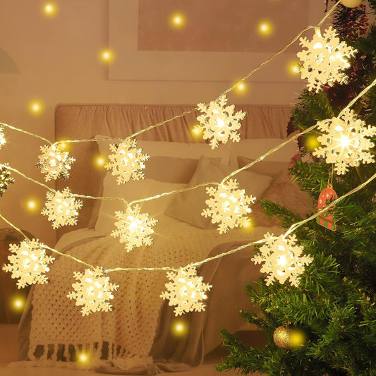X4 Juego de luces navideñas copo de nieve